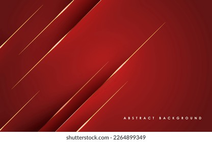 Modern abstract red background with gold line composition. eps10 vector