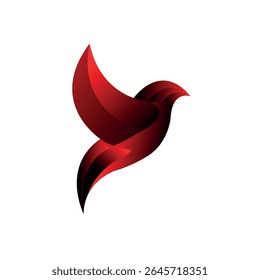 Modern abstract red and black bird logo design. Elegant and creative flying bird symbol with gradient color, ideal for delivery service, peace organization, eco brand, or technology startup identity. 