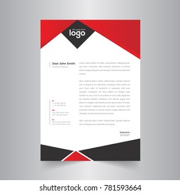 Modern Abstract Red & Black Letterhead Design 