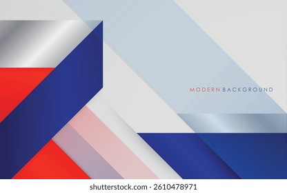 Modern abstract red, blue, silver and white background minimals design template