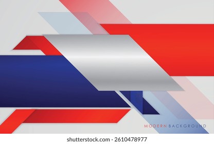 Modern abstract red, blue, silver and white background minimals design template