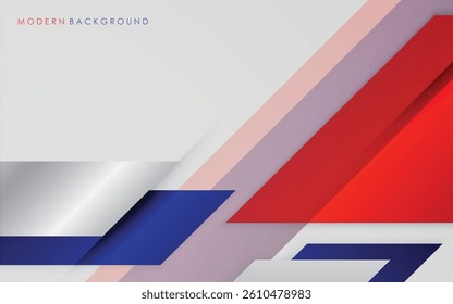 Modern abstract red, blue, silver and white background minimals design template