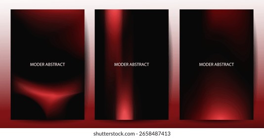Conjunto de póster de fondo degradado negro fluido rojo Abstractas moderno