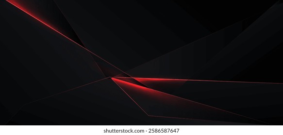 Modern abstract red lines with black polygon elegant background vector illustration for banner business product presentation