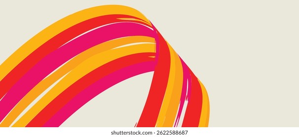 Modern abstract red and orange linear swirl on a dark background. Abstract wave ribbons in a varying shades of blue backdrop. Vibrant ribbon swirl on neutral background featuring dynamic curves