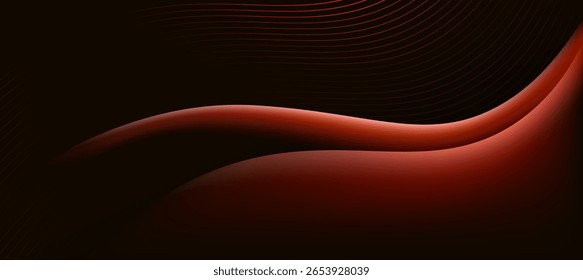 Onda roja abstracta moderna en el fondo oscuro, Anuncio de la tecnología, concepto empresarial corporativo, fondo abstracto de alta tecnología, Ilustración vectorial para el negocio o la presentación