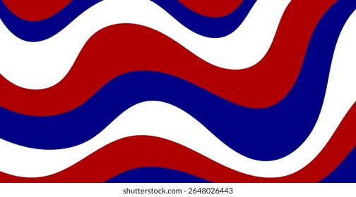 Modern Abstract Red, White, and Blue Wave Lines. Patriotic Background for 4th of July Celebration, American Color Concept. Vector Illustration