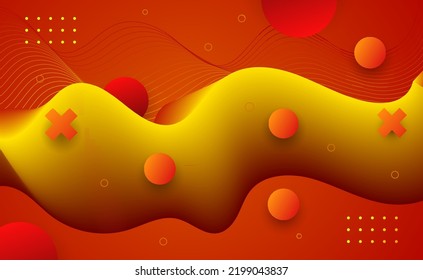 Modern abstract red and yellow wave color background premium vector