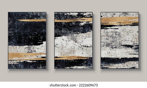 Modern abstract retro vector art pattern with golden texture background