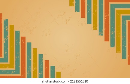 Modern abstract retro vintage 70s style background with stripes lines and grunge texture for Old Themed Events, Festive 1970s, 60s, 70s, Flyer, Poster, Circus, Cabaret.