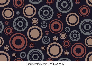 Modern abstract rings tracery seamless patterns with repeating concentric shapes for digital or print art