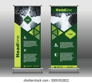 modern abstract roll up banner design green stylish brochure design  x banner