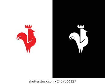 Moderne abstrakte Hahn-Logo-Ikone Vektorgrafik Vorlage