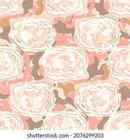 Modern abstract rose blossom vector pattern background. Pink gold blooms backdrop. Beautiful floral shapes. Hand drawn botanical design. Feminine repeat of garden flower. All over print for wellness