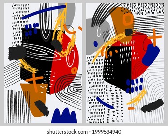 Ilustración vectorial de fondo de arte de línea gruesa abstracta moderna.