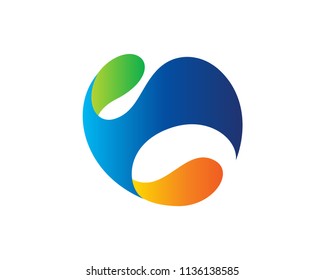 Modern Abstract Round Curve Shape Technology Logo In Isolated White Background