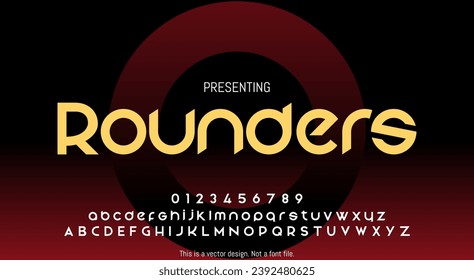 Modern Abstract Rounders Font Design for English Alphabet with Letters and Numbers