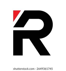 Modern Abstract R-Shaped Logo Design with Bold Black and Red Details.