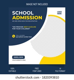 Modern abstract school admission business promotional social media banner template design,Print ready,Corporate identity,Brand identity,Print ready,Instagram post,minimal & clean template