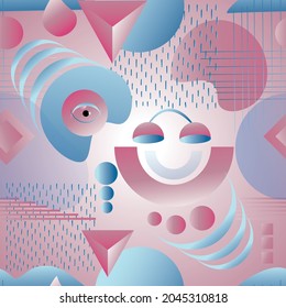 Moderne abstrakte Nahtmuster Muster in Rosa und Blau. Vektorgrafikelemente und -formen
