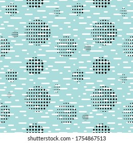 Modern abstract seamless background. Geometric background. Blue pattern with lines and circles.