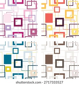 Textura geométrica moderna abstracta sin fisuras con cuadrados y líneas en capas, perfecta para fondos interminables, patrones y proyectos de diseño contemporáneo.
