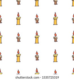 Modern abstract seamless pattern with christmas candle for print design. Happy holiday celebration. Xmas vector background.