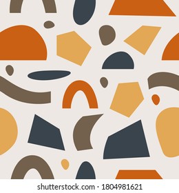 Modern abstract seamless pattern with colorful geometric shapes. Vector design for wallpaper, textile, social media, posters, postcard