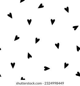 Modern abstract seamless pattern with colorful heart shapes. Romantic hand drawn vector design illustration background