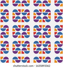 Modern and abstract seamless pattern of colourful half circle