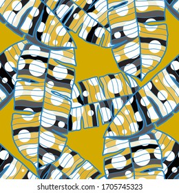 Modern abstract seamless pattern with creative colorful tropical leaves for design. Retro bright summer background. Jungle foliage illustration. Swimwear botanical design. Vintage exotic print. Vector