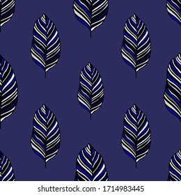 Modern abstract seamless pattern with creative colorful tropical leaves for design. Retro bright summer background. Jungle foliage illustration. Swimwear botanical design. Vintage exotic print. Vector