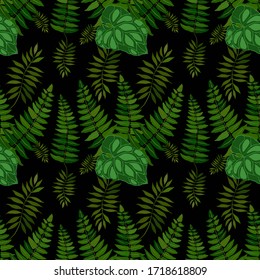 Modern abstract seamless pattern with creative colorful tropical leaves for design. Retro bright summer background. Jungle foliage illustration. Swimwear botanical design. Vintage exotic print. Vector