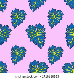 Modern abstract seamless pattern with creative colorful tropical leaves for design. Retro bright summer background. Jungle foliage illustration. Swimwear botanical design. Vintage exotic print. Vector