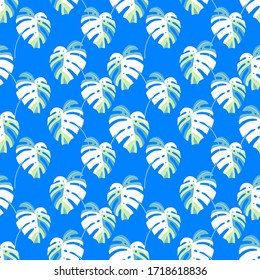 Modern abstract seamless pattern with creative colorful tropical leaves for design. Retro bright summer background. Jungle foliage illustration. Swimwear botanical design. Vintage exotic print. Vector