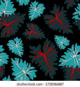 Modern abstract seamless pattern with creative colorful tropical leaves for design. Retro bright summer background. Jungle foliage illustration. Swimwear botanical design. Vintage exotic print. Vector