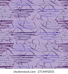 Padrão moderno abstrato sem emenda com pinceladas angustiadas e arranhões em tons de roxo e cinza em um fundo lavanda claro. Textura na moda para tecido, embalagem e papel de parede.