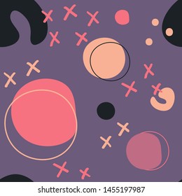 Modern abstract seamless pattern of geometric shapes and elements. Colorful trendy seamless pattern