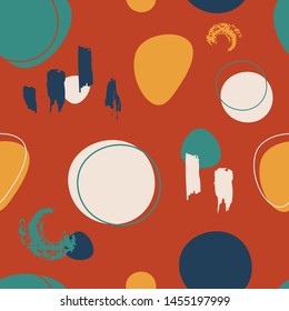 Modern abstract seamless pattern of geometric shapes and elements. Colorful trendy seamless pattern