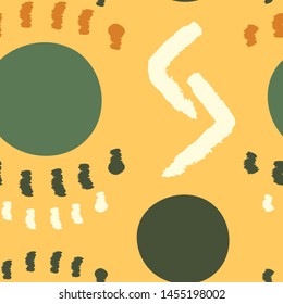 Modern abstract seamless pattern of geometric shapes and elements. Colorful trendy seamless pattern