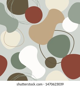 Modern abstract seamless pattern of geometric shapes and elements. Colorful trendy seamless pattern