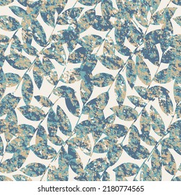 Modern abstract seamless pattern with leaves for textile design. Vintage colorful leaf textured pattern on cream background.