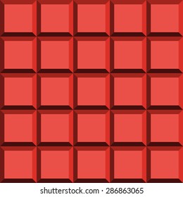 Modern abstract seamless pattern made up as a chocolate bar from the bulk squares mosaic bright red