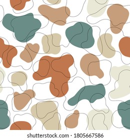 Patrón abstracto moderno sin fisuras con formas naturales. Colores de terracota. Para papel de tela o envoltura, arte mural, publicación en medios sociales, embalaje. Ilustración del vector