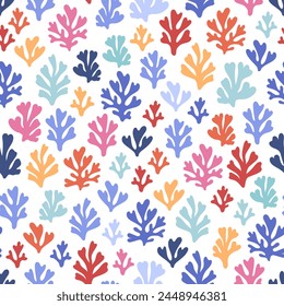 Patrón abstracto moderno sin fisuras con Formas naturales aerodinámicas. Fondo inspirado en los arrecifes de coral marinos. Ilustración vectorial colorida de moda en estilo plano