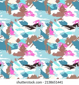 Modern abstract seamless pattern for textile design. Seamless vector background pattern with abstract ornaments. Retro bright summer background. Vintage exotic print.