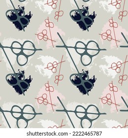 Modern abstract seamless pattern for textile design. Seamless vector background with abstract ornaments. Vintage exotic print. Retro bright summer background.