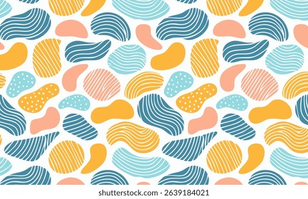 Modern abstract seamless pattern with textured organic shapes