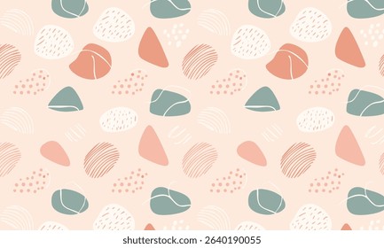 Modern abstract seamless pattern with textured pebbles
