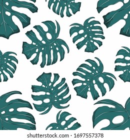 Moderno patrón abstracto sin fisuras con hojas tropicales acuarelas para el diseño textil. Fondo de verano retro. Ilustración de follaje de la jungla. Diseño botánico de ropa de baño. Impresión exótica vintage. Vector.